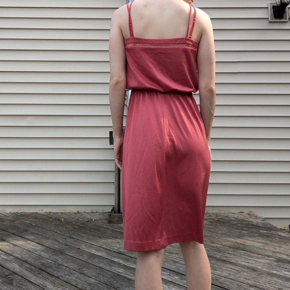 Vintage 70's Rust Red Flowy Dress - Picture 2 of 5